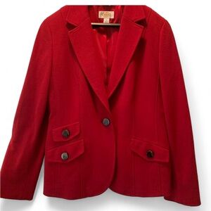 Wool blend Classic Talbots Vibrant Red Blazer women’s size 10